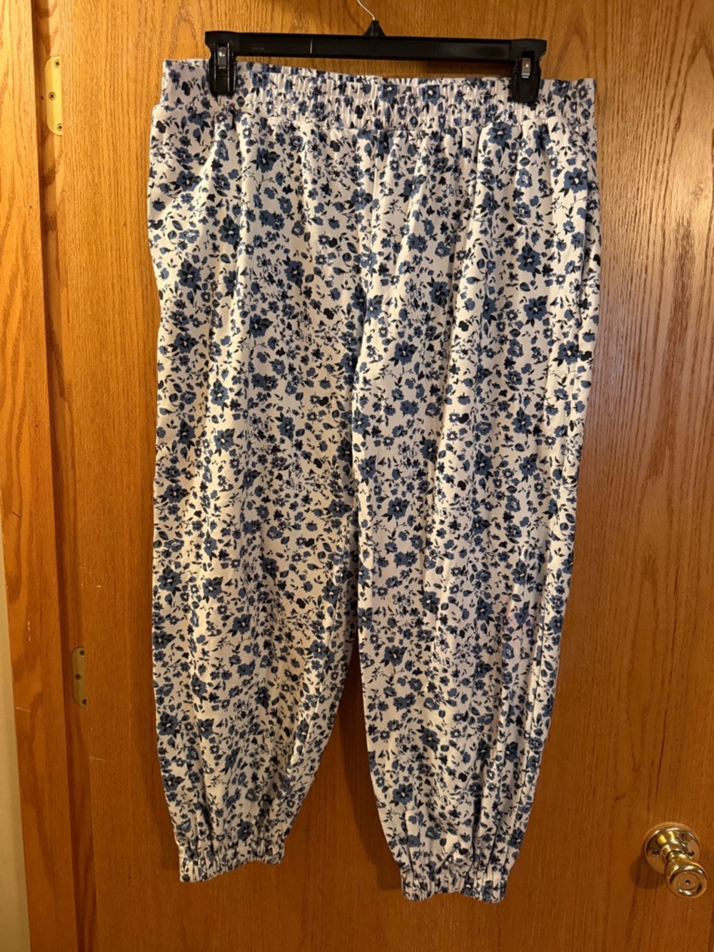 AMPERSAND AVE Blue and White Floral Sweatpants